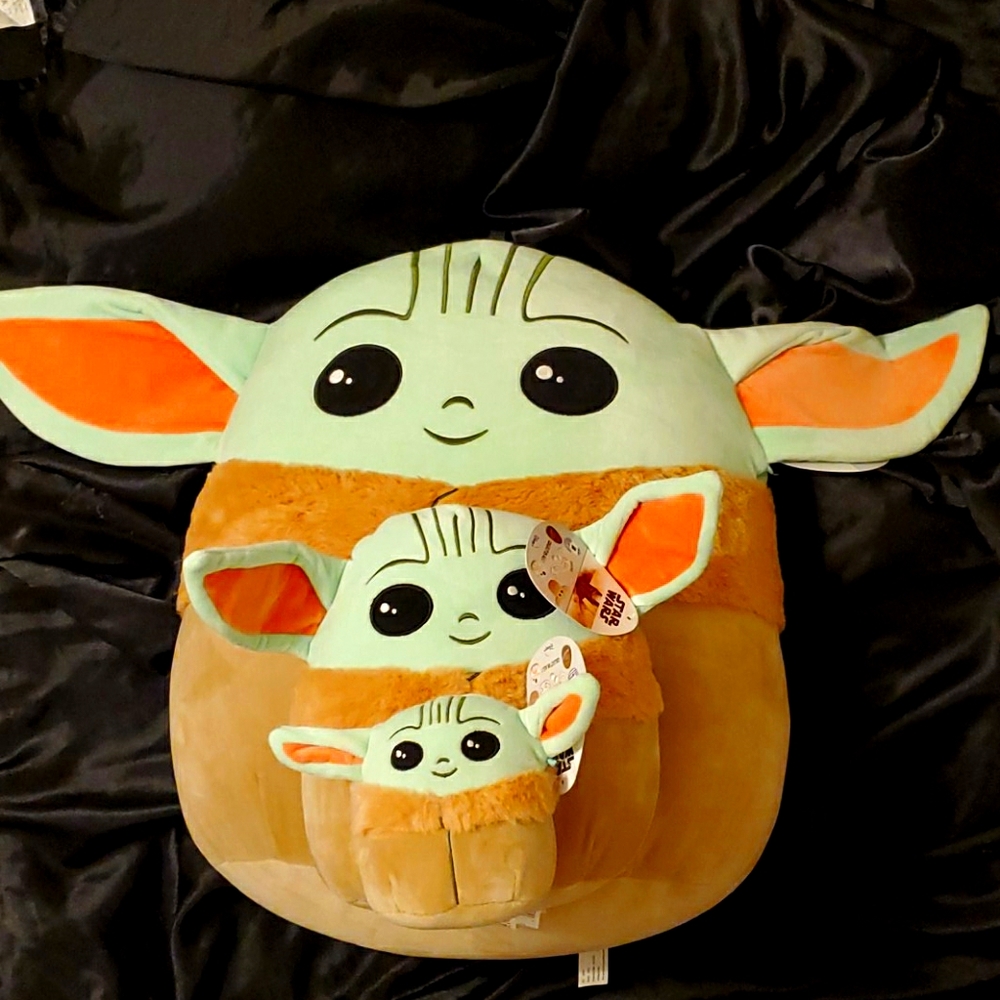 All 3 Baby Yoda Squishmallows, 5", 10", 20"